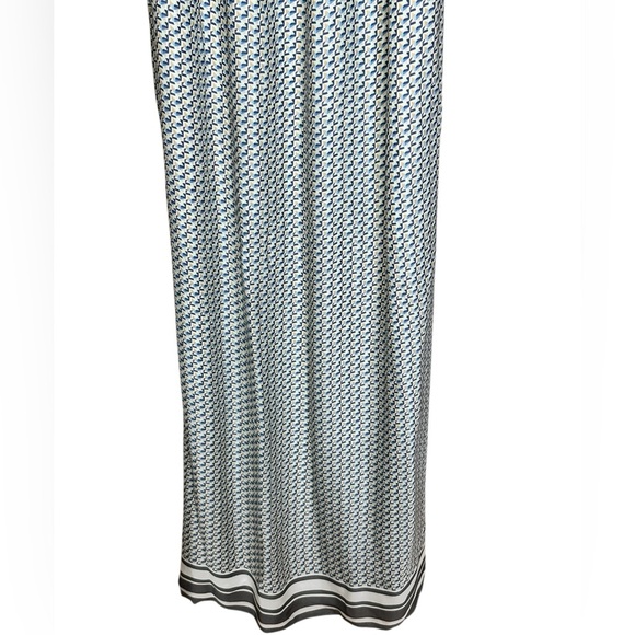 VINCE MAXI 100% SILK DRESS STAR PRINT BORDER CHARCOAL SPAGHETTI STRAP SZ S - Picture 4 of 9